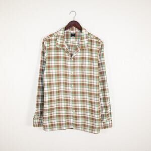 Todd Snyder Men's Large Camp Collar Flannel Shirt Cotton Plaid